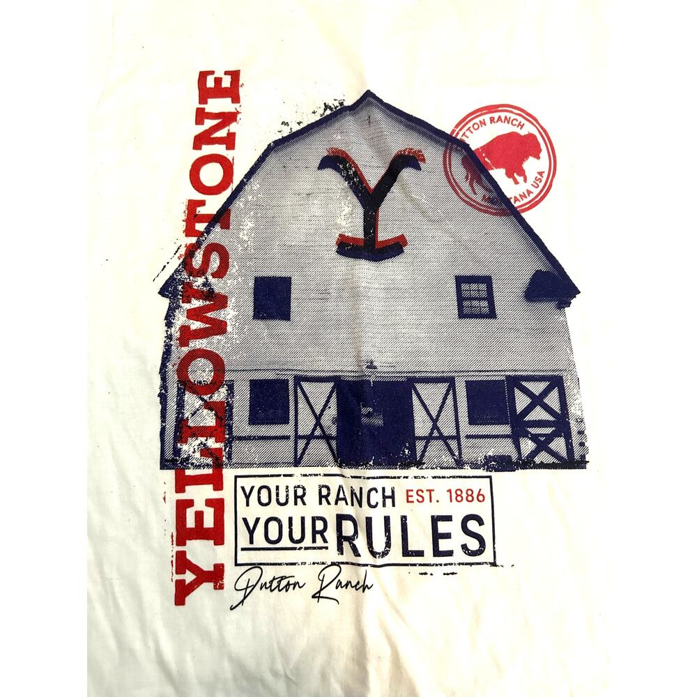 YELLOWSTONE "Your Ranch Your Rules" Graphic Tee NEW SS Ivory M?
